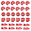 Rabatt Sticker - Reduziert - Neu - Sale / Rot