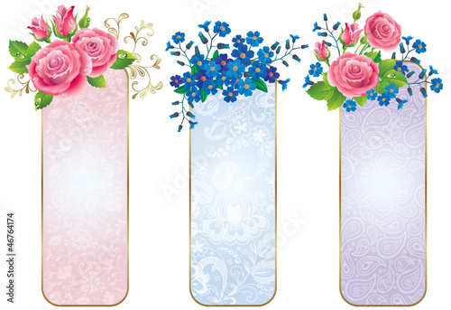 Vector: Banners of flowers roses and forget-me-not Banners of flowers roses and forget-me-not