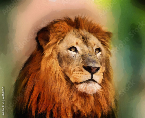 Illustration: Royal King Lion Portrait Painting Royal King Lion Portrait Painting