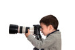 Young kid photoshooting like pro with pro photography equipment