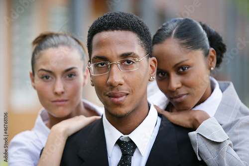 Photo: Three business colleagues outdoors Three business colleagues outdoors