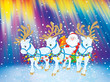 Santa carries Christmas gifts