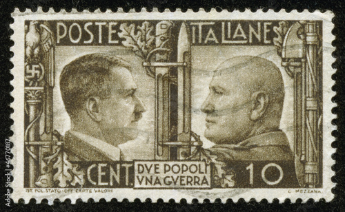 Photo: stamp with Hitler and Mussolini stamp with Hitler and Mussolini