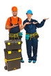Industrial workers making presentation