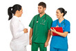 Pregnant woman discussion with doctors