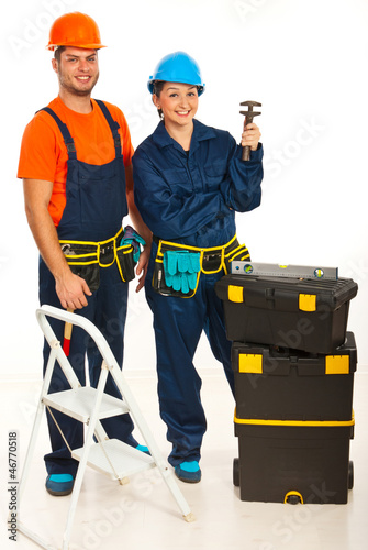 Photo: Happy team of plumbers Happy team of plumbers