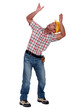 Construction worker holding empty copy space