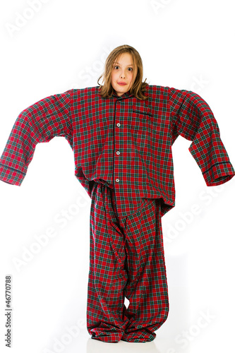 Photo: Child wearing extra large pajamas Child wearing extra large pajamas