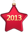 New Year 2013 Christmas ball bauble in form of red star shape