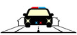 Vector: sign with police car and cottage - security symbol sign with police car and cottage - security symbol