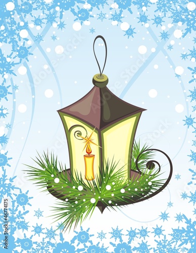Vector: Christmas card with candle light Christmas card with candle light