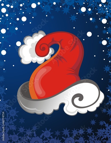 Vector: Christmas snowflakes card with Santa Claus hat Christmas snowflakes card with Santa Claus hat