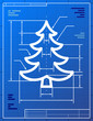 Blueprint drawing of christmas tree. Vector illustration