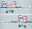 Vector: owl family christmas celebration owl family christmas celebration