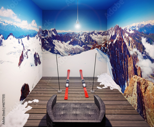 Illustration: armchair and ski armchair and ski