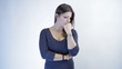 Beautiful depressed woman isolated