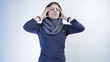 woman with headache isolated