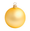 Gold yellow christmas ball on a white