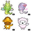 Zodiac Dragons and Snakes, horses and sheep Mascot. The East Twe