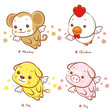 Flying Chickens and Monkey, Dogs and Pigs Mascot. The East Twelv