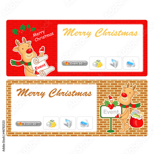 Vector: Rudolph a deer Mascot using a variety of banner designs. Christm Rudolph a deer Mascot using a variety of banner designs. Christm
