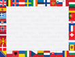 background with European countries flag icons frame