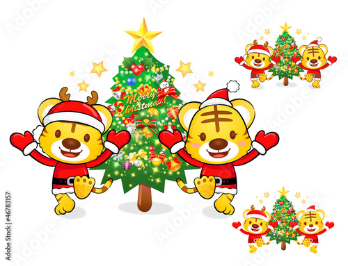Vector: Santa Claus and Rudolph mascot the event activity. Christmas Cha Santa Claus and Rudolph mascot the event activity. Christmas Cha