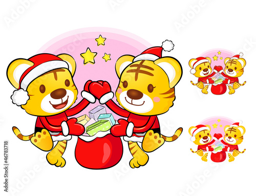 Vector: Santa Claus and Rudolph mascot the event activity. Christmas Cha Santa Claus and Rudolph mascot the event activity. Christmas Cha