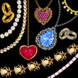 Jewelry set with necklaces, beads, wedding rings