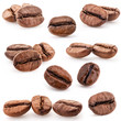Collection of Coffee beans isolated on white background, closeup