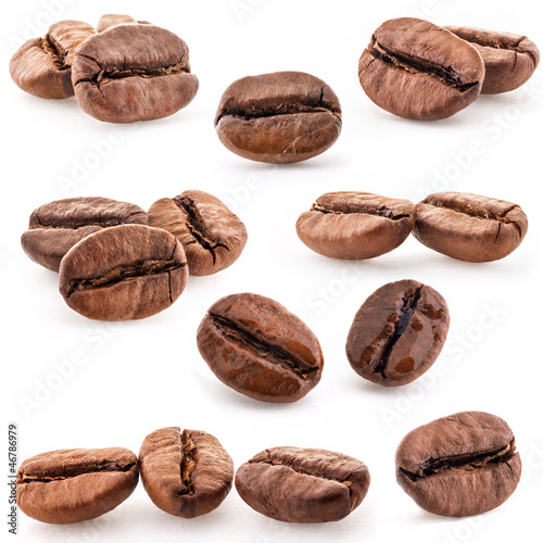 Photo: Collection of Coffee beans isolated on white background, closeup Collection of Coffee beans isolated on white background, closeup