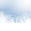 blue winter background - snowflakes and lights