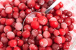 frozen red cranberry in bowl on napkin