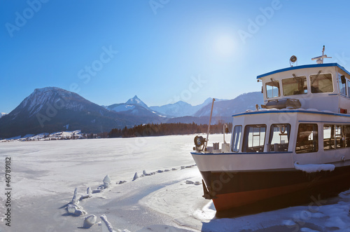 Photo: Ship in ice - village St Wolfgang on the lake Wolfgangsee - Aust Ship in ice - village St Wolfgang on the lake Wolfgangsee - Aust