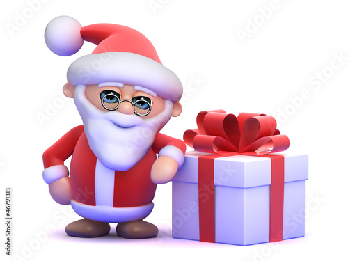 Illustration: Santa leans on an enormous Christmas present Santa leans on an enormous Christmas present