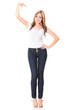 Woman pointing at herself