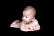 Little girl a on black background.