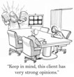 Keep in mind this client has strong opinions