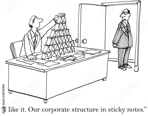 Illustration: Our corporate structure is in sticky notes Our corporate structure is in sticky notes