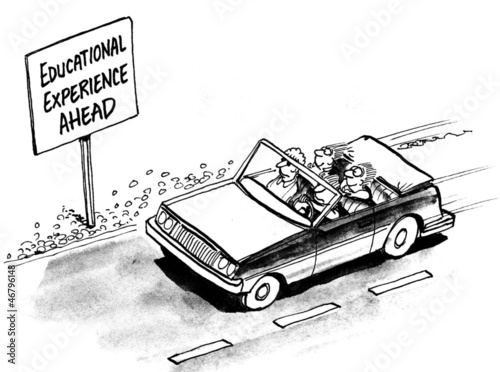 Illustration: Educational experience ahead for the kids in car Educational experience ahead for the kids in car