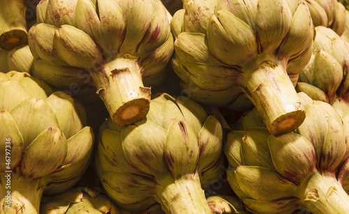 Photo: Fresh Green Artichokes in a Market Fresh Green Artichokes in a Market