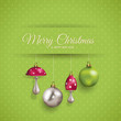 cute christmas card with polka dots and ornaments