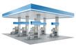 Gas station isolated on white background, 3d render