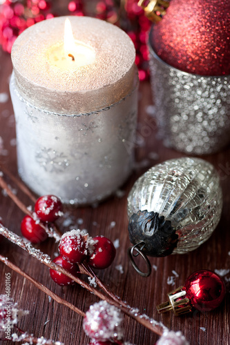 Photo: Christmas candles and Christmas decorations Christmas candles and Christmas decorations