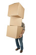 Photo: Man carrying stack of cardboard boxes Man carrying stack of cardboard boxes