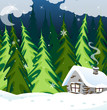 Vektor: Old brick house in the winter wood Old brick house in the winter wood