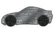 Automotive industry, clouds of words and sports car