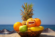 Exotic Fruits Against Tropical Beach