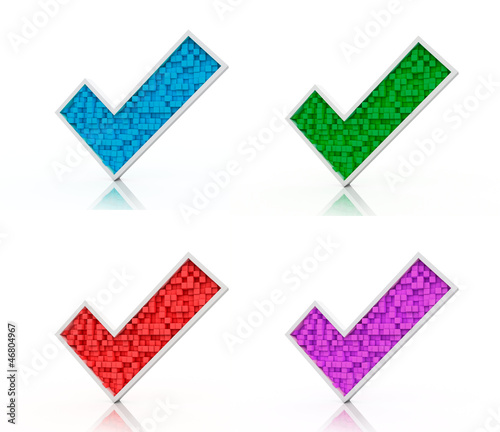 Illustration: Color check marks from cubes Color check marks from cubes