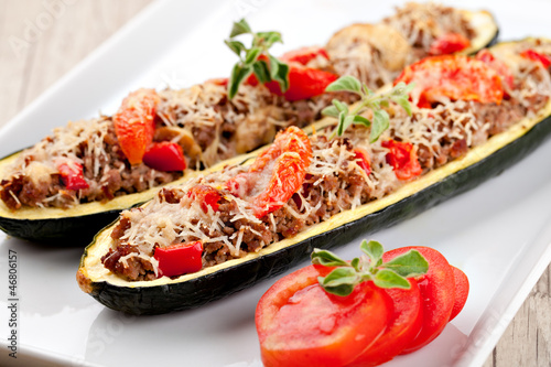 Photo: Zucchini halves stuffed with minced meat Zucchini halves stuffed with minced meat